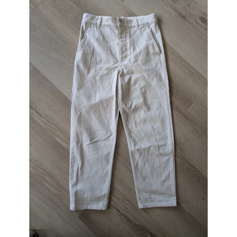 COS Womens Off White Cotton Blend Straight Leg High Rise Trousers Size 4